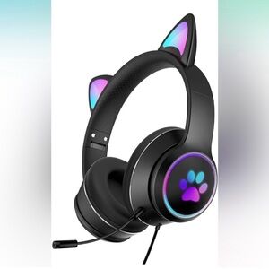 LED Cat Ear Gaming Headset with Mic – RGB Light Up Headphones  Headphones NEW